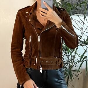All Saints Allsaints leather suede jacket brown size 2 S1